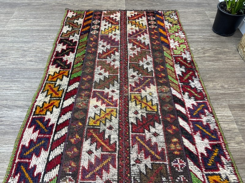 3x9 One of a Kind Hand-Knotted Wool Vintage Turkish Hallway Runner, 2.6x8.7 ft gallery
