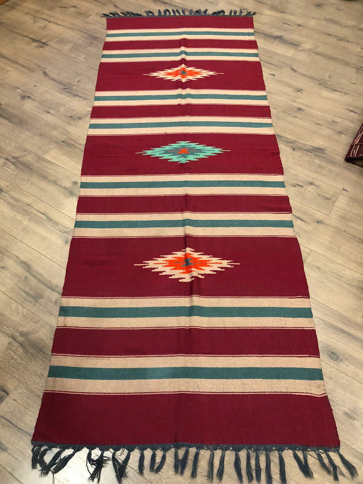 OLD ALBANIAN HANDMADE RUG CARPET KILIM WOOL MULTICOLORED TRADITIONAL RUG AMZ #9 gallery