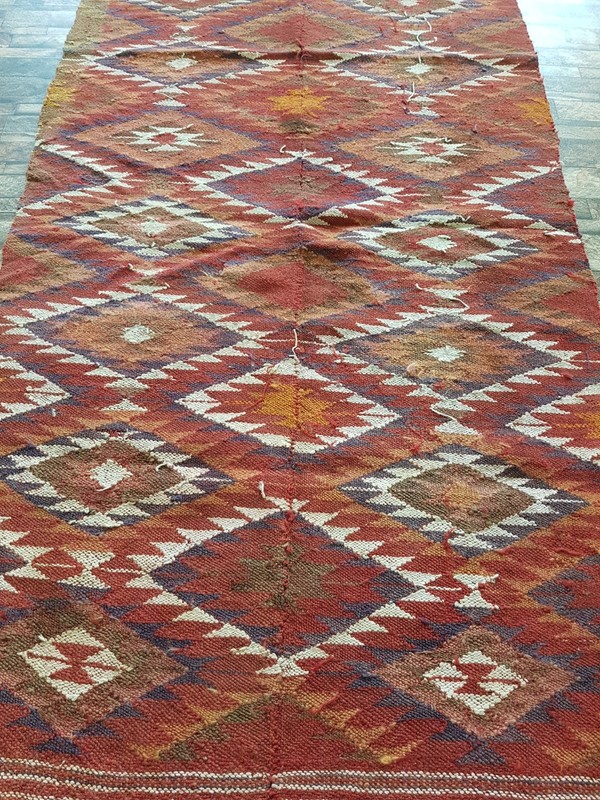 Vintage Handmade Turkish Anatolian Geometric Wool Kilim Rug 174x92 cm gallery