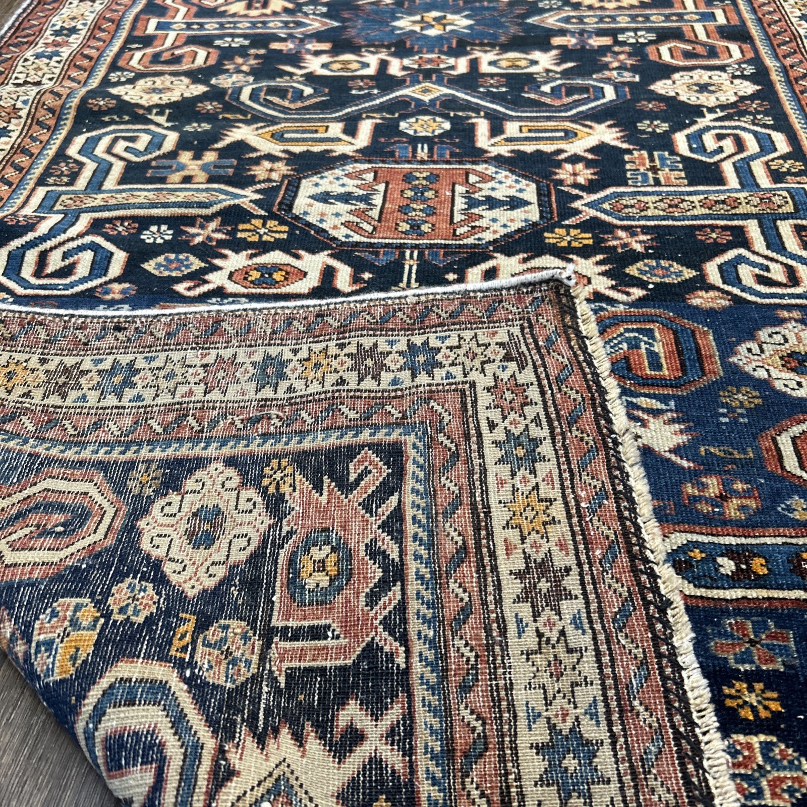 Antique Caucasian Kazak Shirvan Perpedil Rug Size 4'0 x 2'8 Ft gallery
