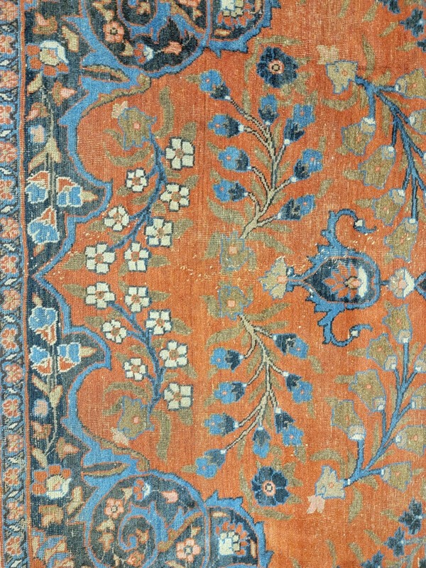 Antique Oriental Hand-Knotted Wool Area Rug Copper/Blue/Ivory 8'6" x 11'4" gallery