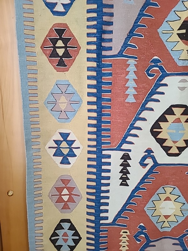 Vintage Wool Kilim Hand Woven Carpet Rug 6ft x 43in gallery