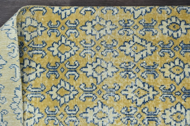 Vintage Turkish Runner Rug 2x8ft Wool Anatolian Handmade Hallway Oushak YELLOW gallery
