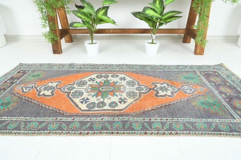 Turkish Door Mat Small Rug 2x4 Hand-Knotted Vintage Oushak Mini Rug Carpet,931 gallery