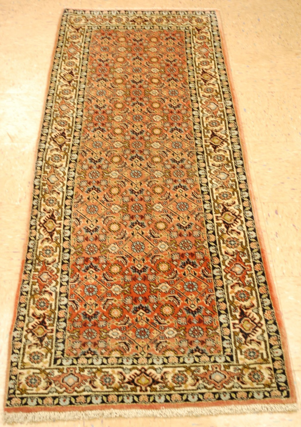 NATURAL WOOL Old Orintal Rugs, Hand Woven,knotted size Approximately 2'3" x 6'6" gallery