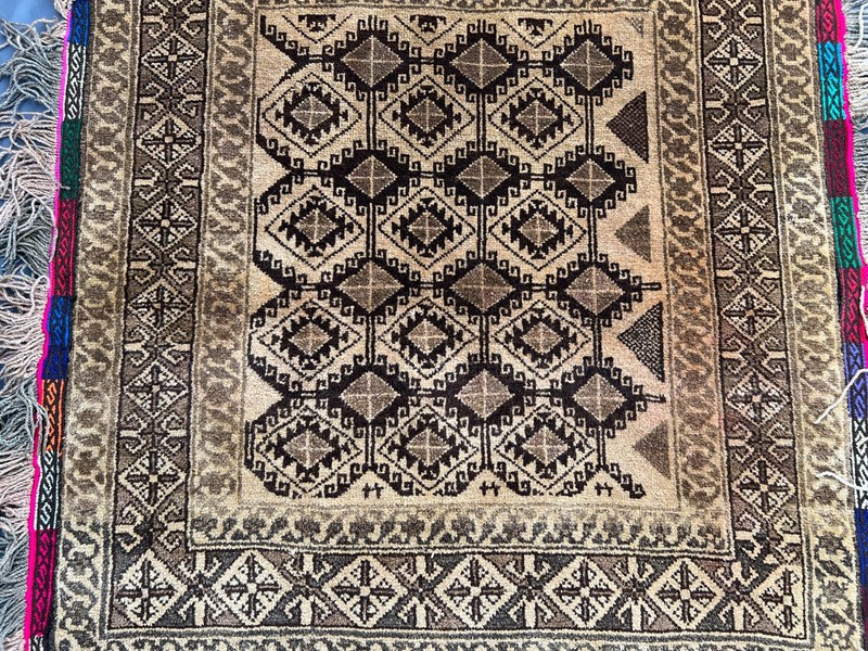 3.3x3.5 ft Antique Terracotta Rug Tribal Saddle Bag Style Hand Knotted Wool Rug gallery