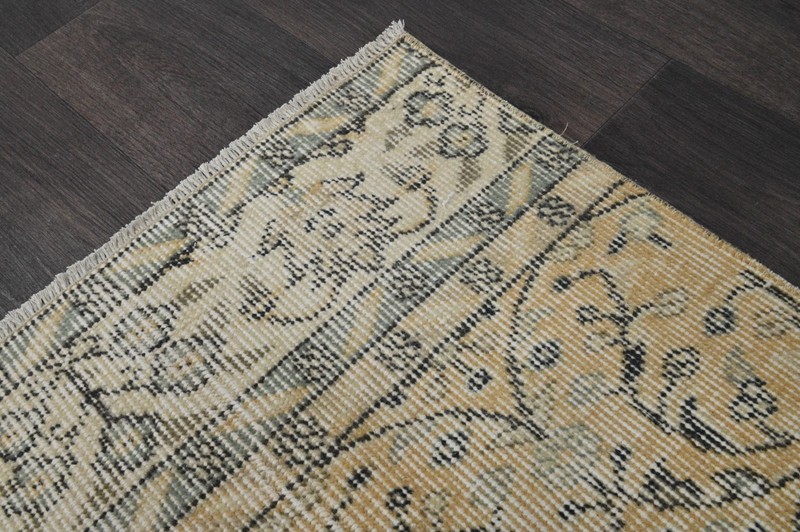 Vintage Turkish Runner Rug 2x8ft Wool Anatolian Handmade Hallway Oushak YELLOW gallery