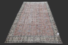 Vintage Turkish Oushak Rug, Red 5×9 ft, Handmade Wool, Bohemian Anatolian