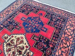 Antique rug 4×6, Navy Geometric rug 4×6 vintage, Heriz rug, Oriental rug Dark