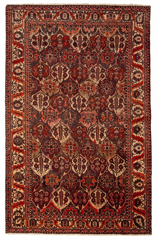 Vintage 6'9" x 10'3" Traditional Hand Knotted Vegetable Dye Wool Area Rug