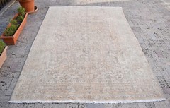 Turkish Rug 75”x112” Vintage Light Muted Color 6×9 Rug Oushak Rug 191x285cm