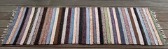 Scandinavian Style MCM Hand-knotted Rag Rug Pastels & Warm Stripes 93” x 25”
