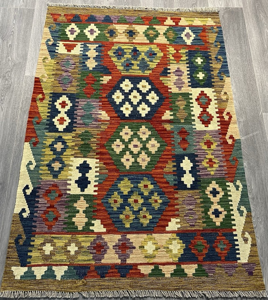 Vintage Kilim Traditional Hand Made Oriental Wool Kilim 5ftx3.2ft 146cmx98cm