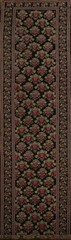 Antique Black Long Runner Rug 3×18 Handmade Wool Vegetable Dye Traditional Style