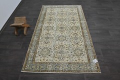 Oushak Turkish Vintage Rug 4×7 Kilim Rug Anatolian Handmade Boho Decor BEIGE