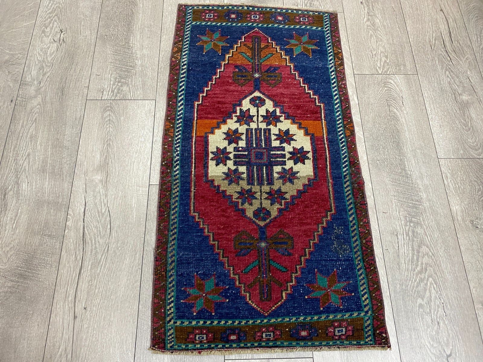 Wool rug, Handmade rug, Vintage rug, Turkish rug, Small rug, 1.7 x 3.2 ft gallery
