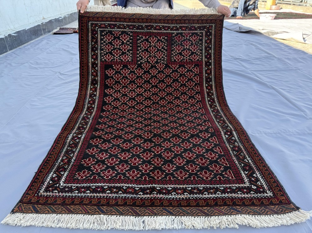 Fine Hand Knotted Afghan Prayer Rug 3x5 ft Antique Persian Style Tribal Carpet