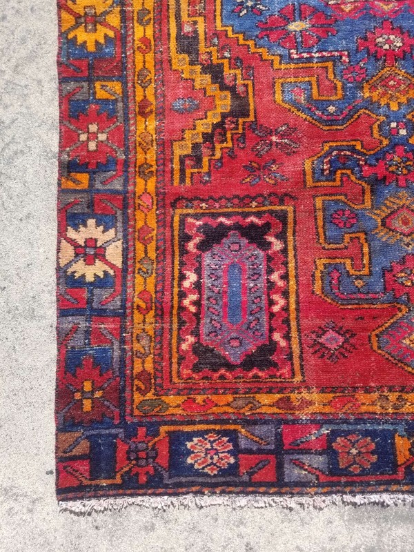 Vintage Distressed Hand Made Traditional Oriental Wool Multicolor Rug 6.7x4.1ft gallery