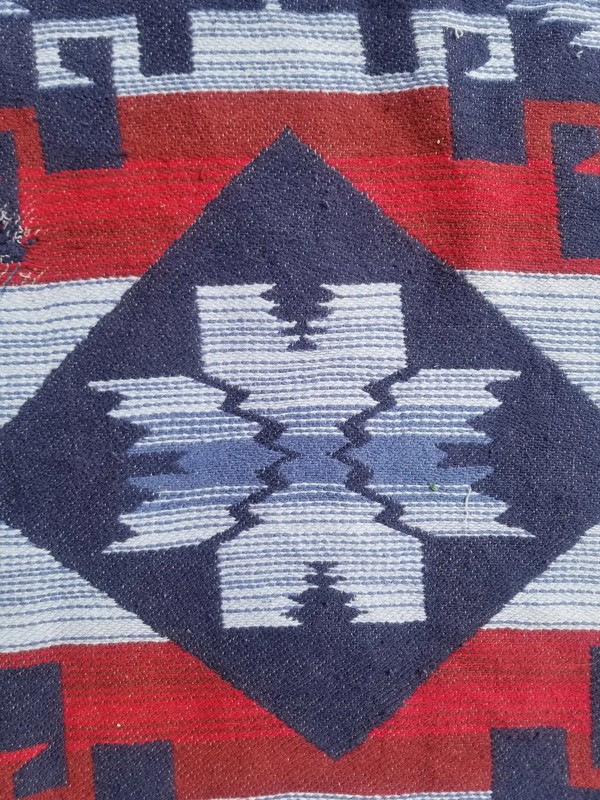 Fine Vintage Traditional Hand Made Oriental Wool Blue Kilim 192x141cm gallery