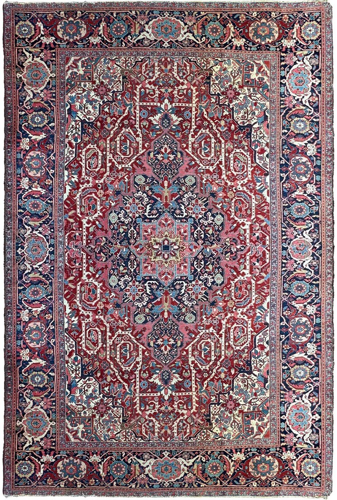 9x13 Antique High Quality Traditional Rug Geometric Rust 284cm x 391cm C.1910