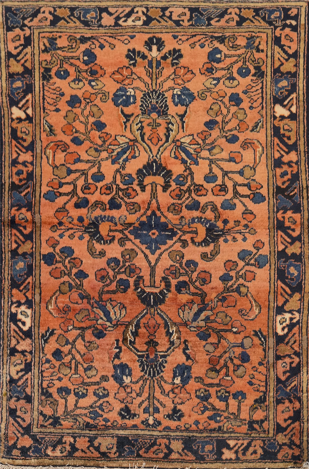 Rust Wool Vegetable Dye Floral Rug Vintage Traditional Handmade Carpet 3x4 gallery