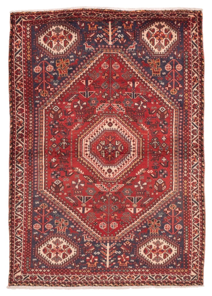Vintage Hand-Knotted Area Rug 4'2" x 6'0" Traditional Oriental Wool Carpet