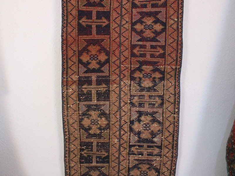 2x11 Red Blue Runner Rug, Handmade Turkish Rug, Vintage Tribal Runner, 1.7x11.4 gallery