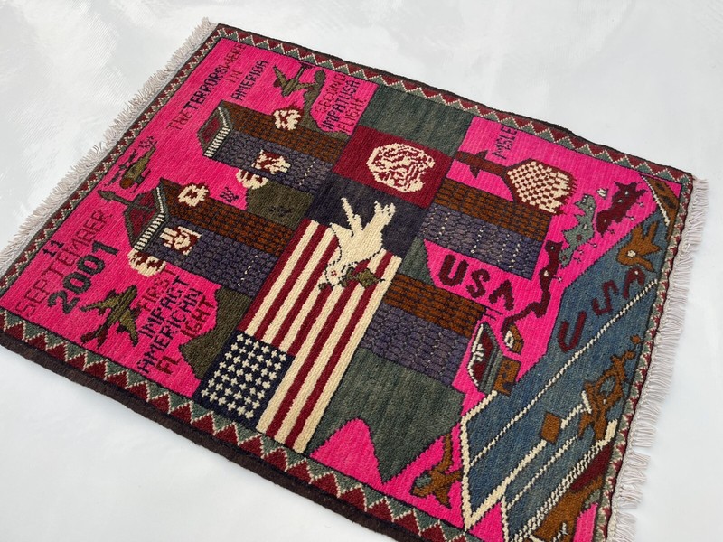 75x59cm Handmade rug 9/11 twin towers War Rug Afghan War Rug Handicrafts #264 gallery