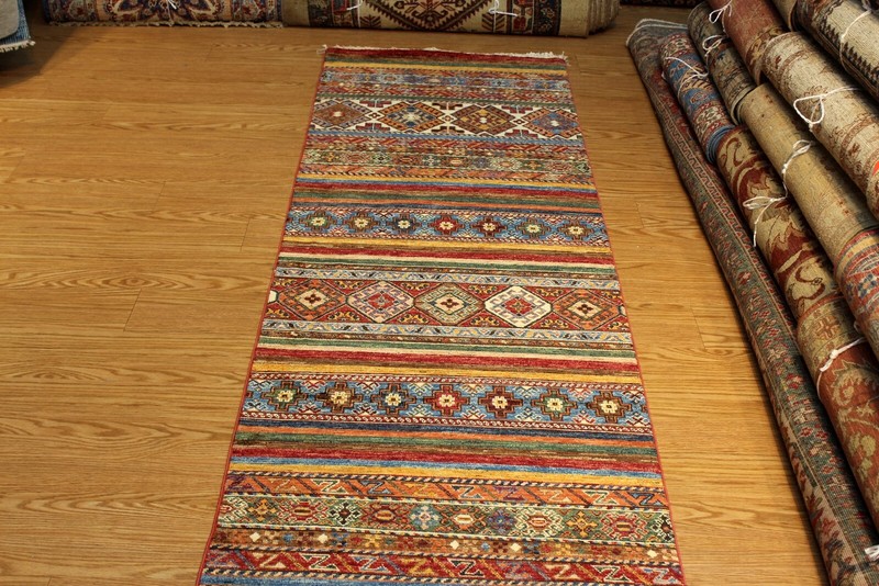 TOP QUALITY HANDMADE 2'7" X 10' HALL RUNNER JEWEL COLORS VEGETABLE DYES WOOL RUG gallery