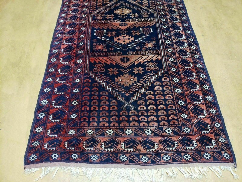 3' 4" X 5' 6" Vintage Handmade Pakistan Balouchi Balouch Tribal Wool Rug Nice gallery