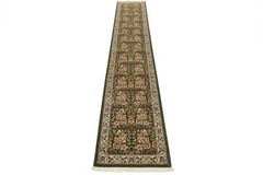 Sarouk Runner 2’4” x 11’6” Green Wool Traditional Hand-Knotted Oriental Rug