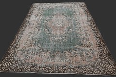 Vintage Turkish Oushak Rug, Peach 7×9 ft, Handmade Wool, Bohemian Anatolian