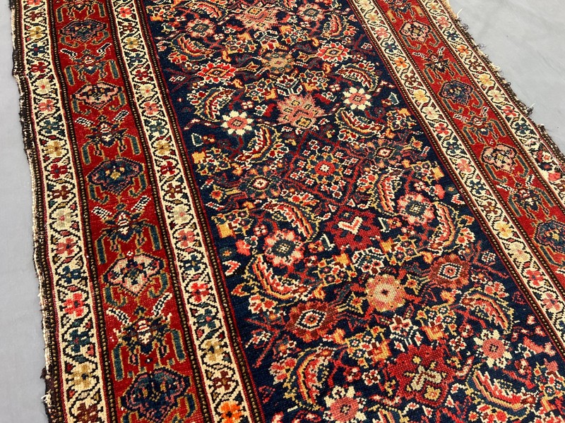 Antique Turkish Inspired Runner Rug 3'6x12'5 Ft Faded Wool Hallway Rug 1900s Rug gallery