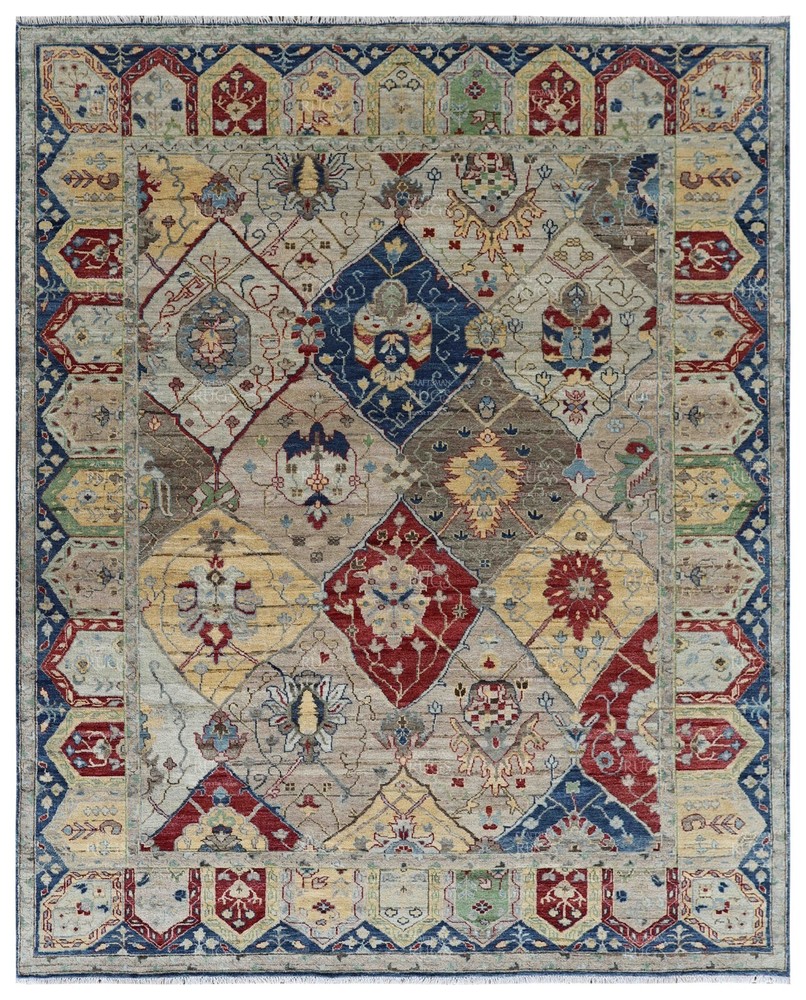 8x10 ft Beige Hand made Traditional Living Area Rugs, Contemporary Floor Carpet