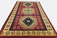 3’X5′ ANTIQUITY HAND WOVEN CAUCASIAN KAZAK TRIBAL-ARDEBILI WOOL RUG