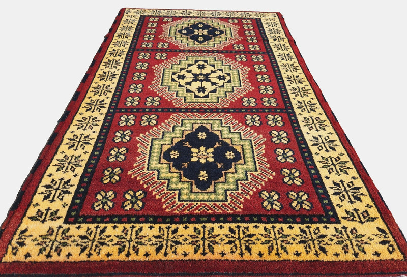 3'X5' ANTIQUITY HAND WOVEN CAUCASIAN KAZAK TRIBAL-ARDEBILI WOOL RUG gallery