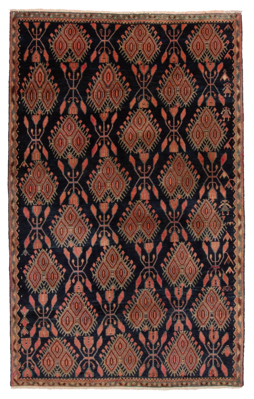 Vintage Traditional Hand-Knotted Area Rug 3'11" x 6'3" Oriental Wool Carpet gallery