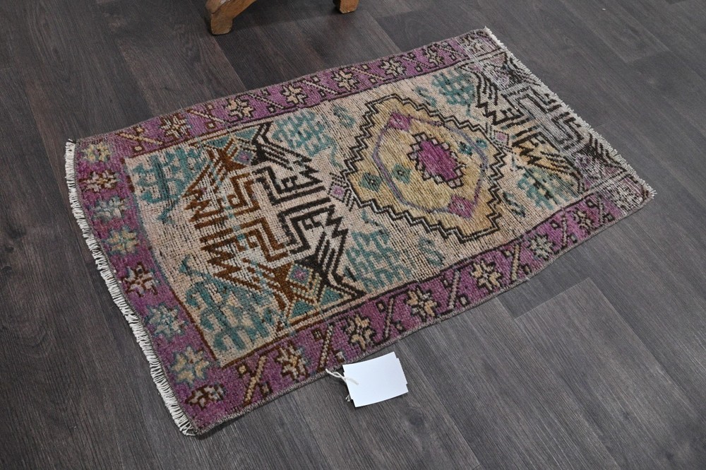 Oushak Turkish Doormat Rug 2x3 PURPLE Anatolian Handmade Vintage Small Kilim Rug
