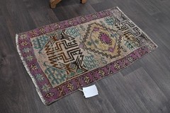 Oushak Turkish Doormat Rug 2×3 PURPLE Anatolian Handmade Vintage Small Kilim Rug