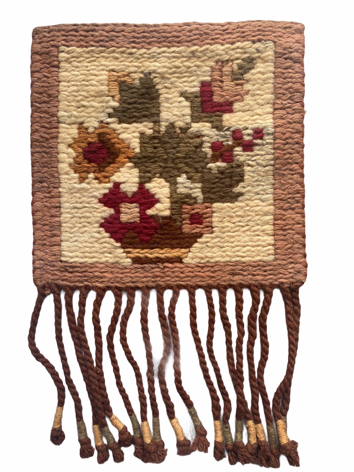 Vintage Scandinavian Swedish Wool Rya Weaving Tapestry Wall decor 39 x 25 cm gallery