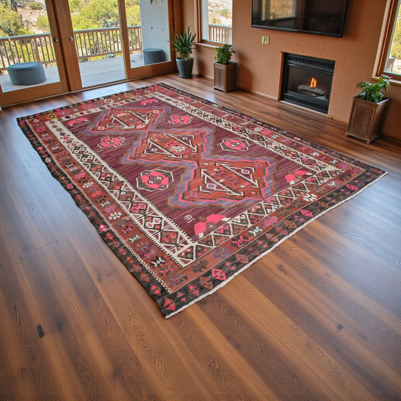 Vintage Turkish Rug Handmade Extra LARGE Rug Tribal Kilim Area Rug 8x14 ft Aprox gallery