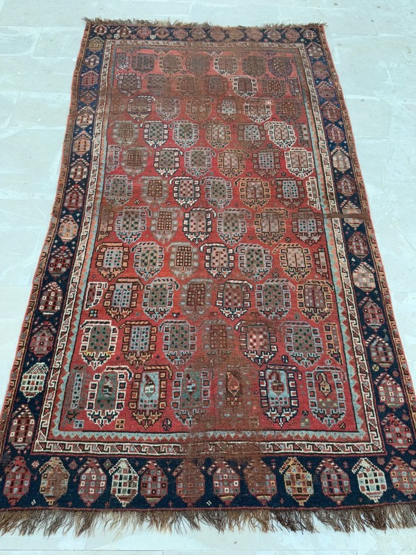Antique Hand Knotted Distressed Worn Oriental Wool Rug Floor Covering 255x142 Cm gallery
