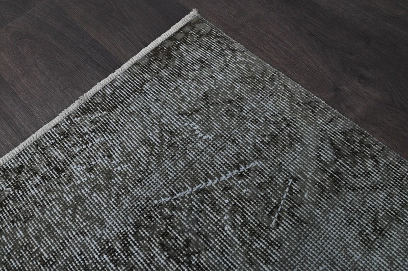 Vintage Turkish Runner Rug 2x7ft GRAY Handmade Anatolian Oushak Hallway Wool gallery