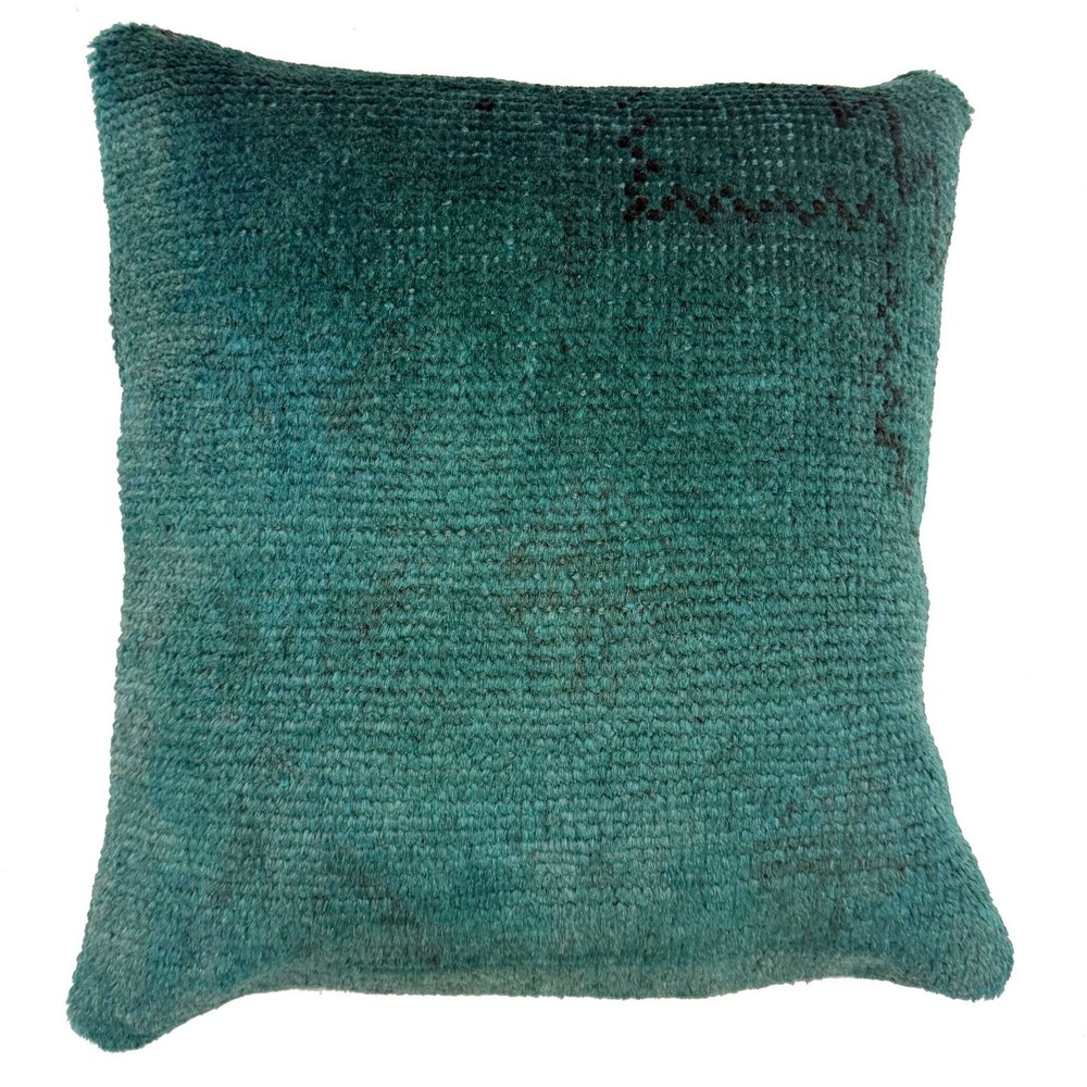 Authentic Overdyed Carpet Cushion Wool Accent Pillow 1.4x1.2 ft