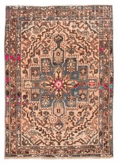 Vintage Hand-Knotted Area Rug 4’3″ x 5’9″ Traditional Oriental Wool Carpet