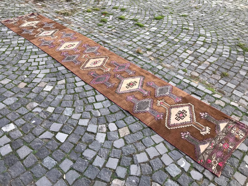 Turkish Vintage Rug Handmade Wool Rug Bohemian Runner Rug Home Rug2,5 x 14, ft gallery