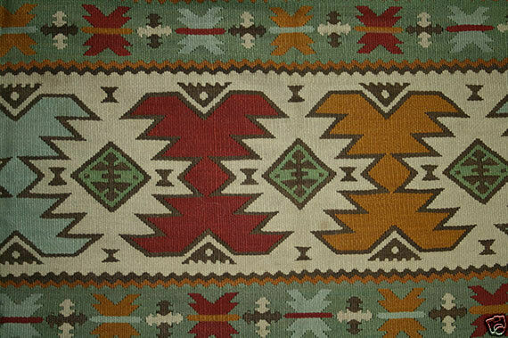 A Vintage 7'x9' Antique Moldavian Flat Weave Rug Moldavian Kilim Rug gallery