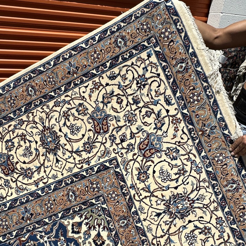 Auth: Vintage Nayin Rug Fine Silk & Wool HUGE Palatial Orientalist Blue 16x25 gallery