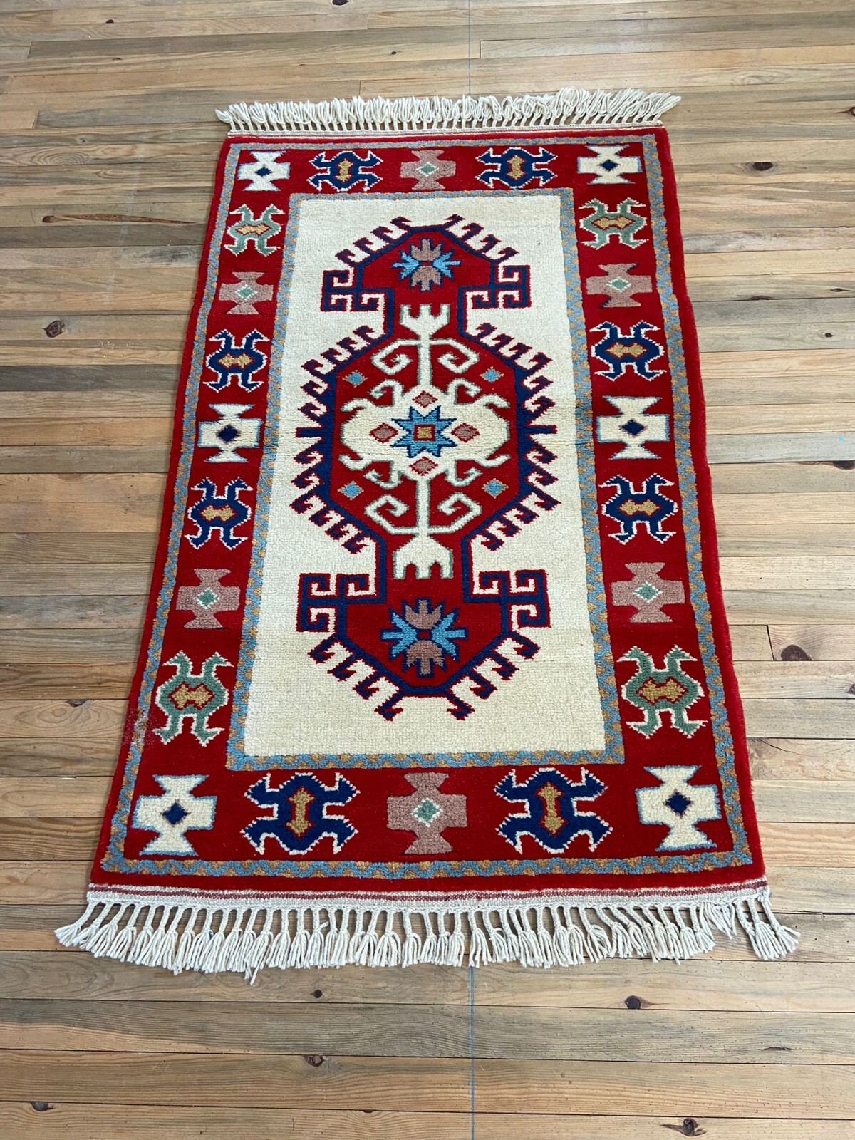 Vintage Red Rug, 3.1x4.9 ft Red Small Rug, 3x5 White Rug, Turkish Area Rug gallery