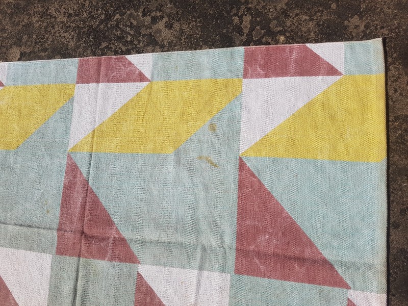 Vintage Printed Scandinavian Geometric Modern Pastel Kilim Rug 195x135 cm gallery